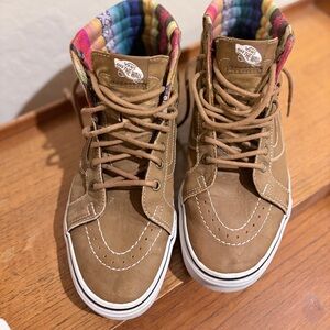 Vans Tan High-Top Sneakers with Colorful Lining